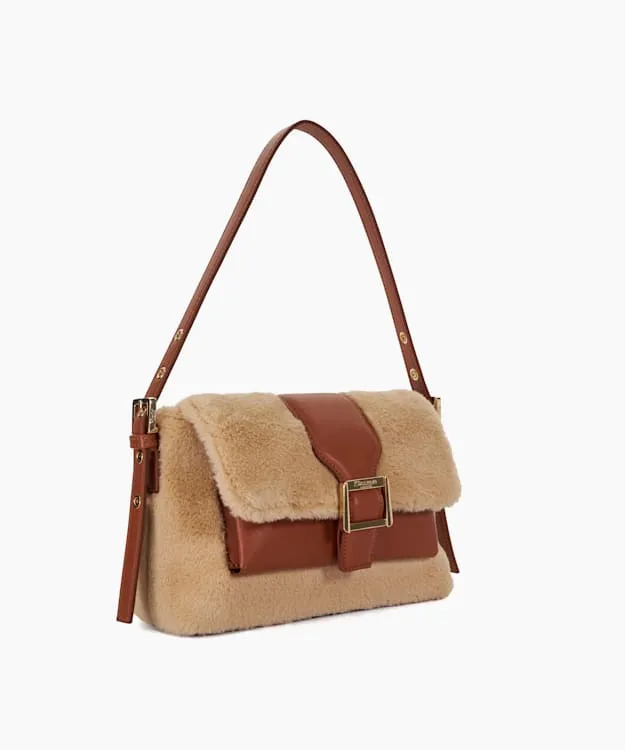 Women Dune London Handbags Faux Fur Shoulder Bag White