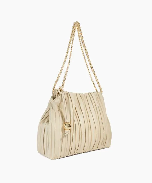 Women Dune London Handbags Pleated Chain Handle Bag White