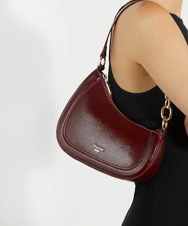 Women Dune London Handbags Reptile Effect Shoulder Bag Red