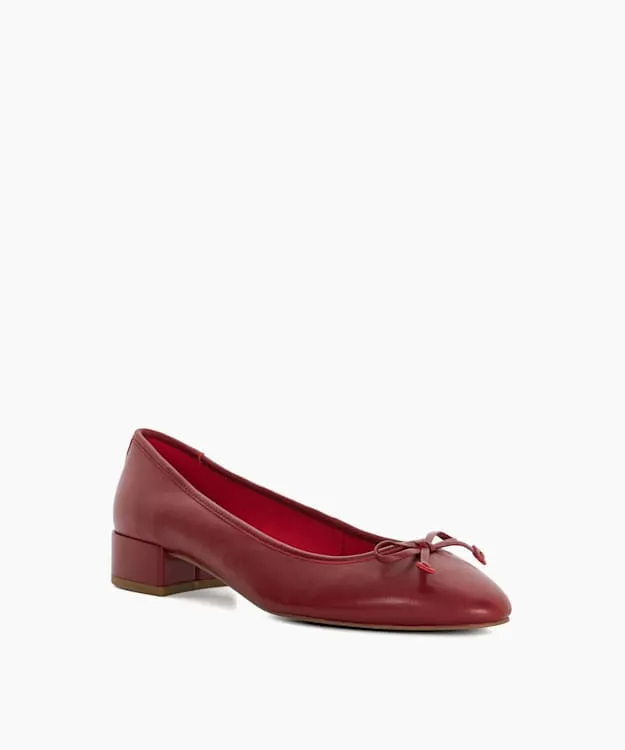 Women Dune London Heels Low Block Heel Ballet Flats Red