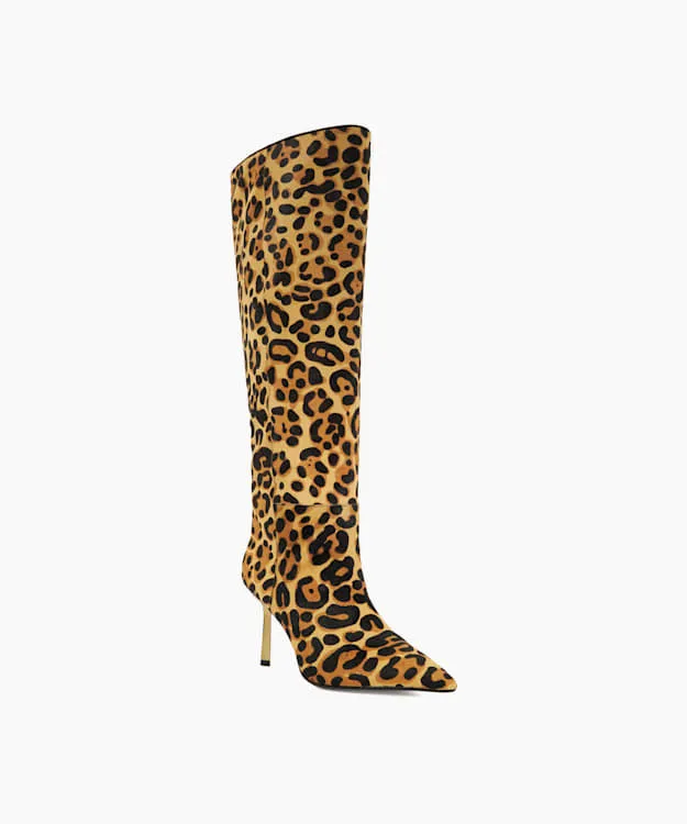 Women Dune London Knee High Boots Pointed Toe Emerald Heel Knee High Boots Animal