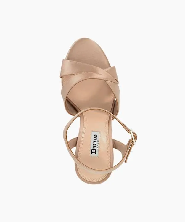 Women Dune London Platform Sandals Stiletto Heel Sandals Brown
