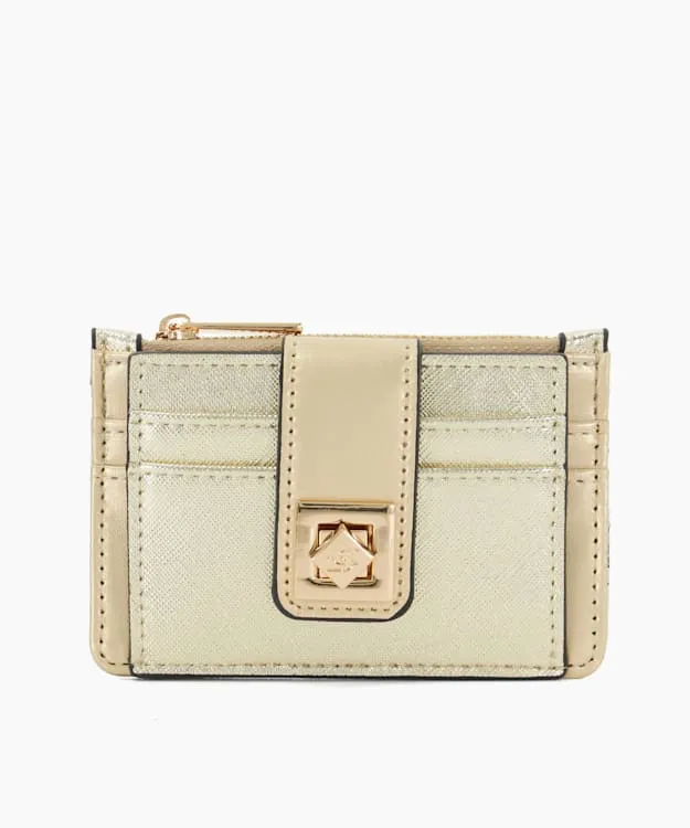 Women Dune London Purses Turn Lock Cardholder Wallet Metallic