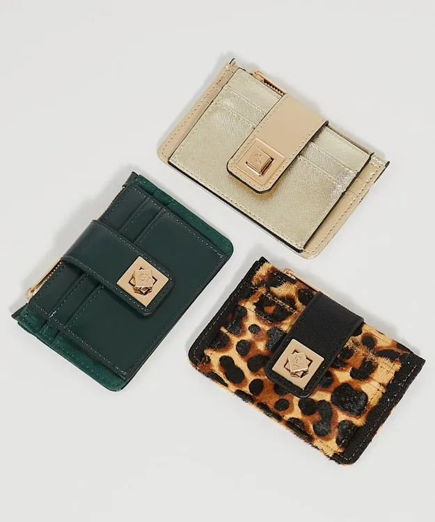 Women Dune London Purses Turn Lock Cardholder Wallet Metallic