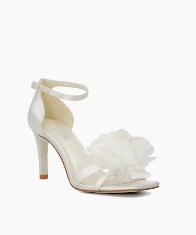 Women Dune London Wedding Shoes Corsage Detail Ankle Strap Wedding Heels White