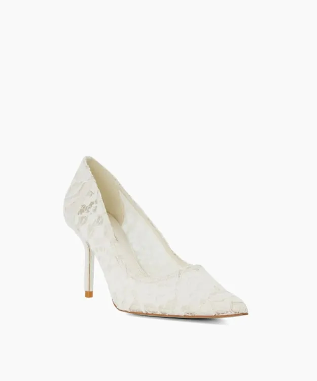 Women Dune London Wedding Shoes Floral Lace Wedding Shoes White