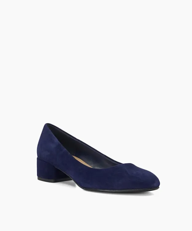 Women Dune London Wide Fit Shoes Wide Fit Comfort BlockHeeled Courts Blue