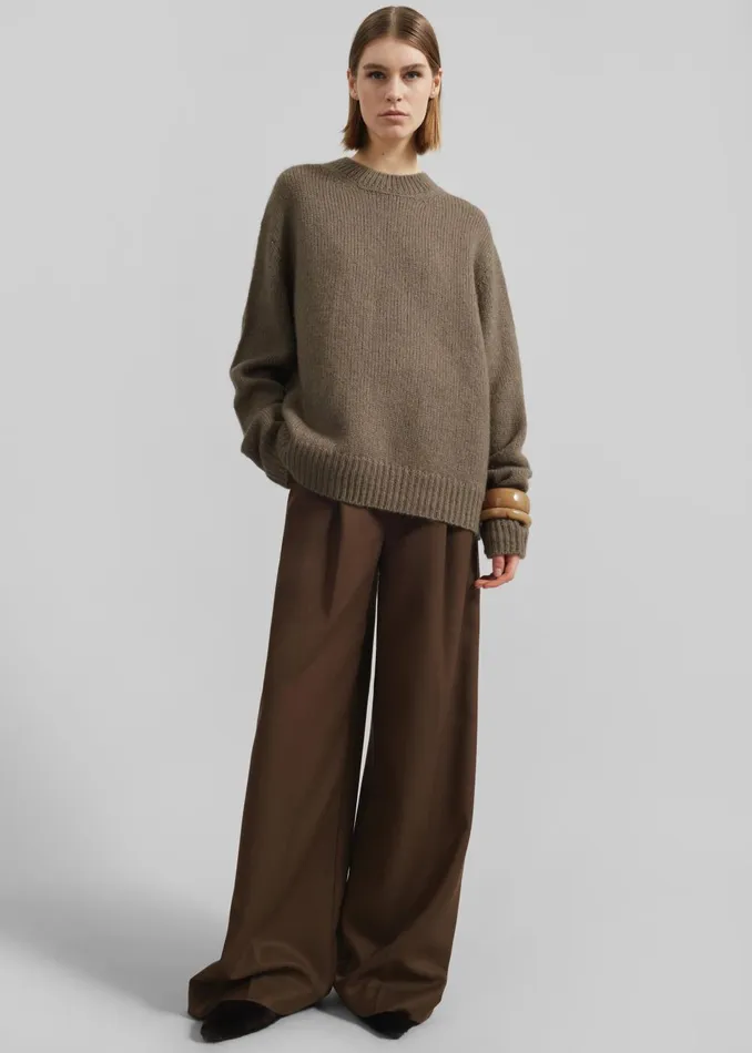 Women Eidra Crewneck Sweater 8211 Taupe The Frankie Shop Knitwear