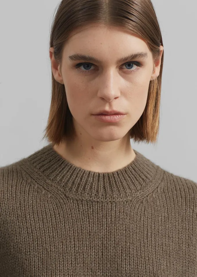 Women Eidra Crewneck Sweater 8211 Taupe The Frankie Shop Knitwear