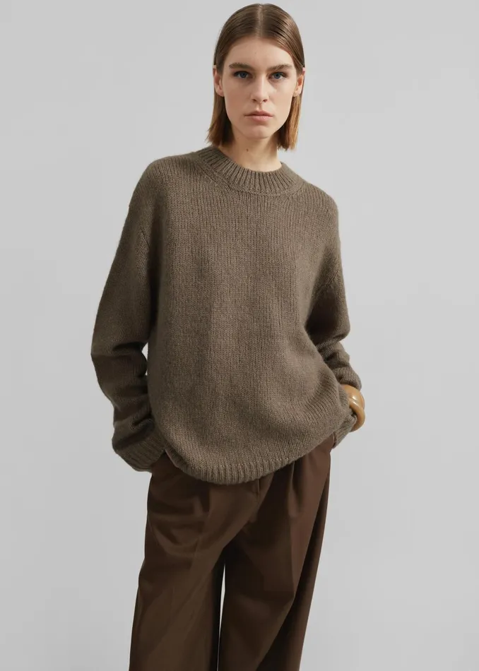 Women Eidra Crewneck Sweater 8211 Taupe The Frankie Shop Knitwear