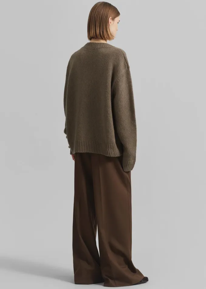 Women Eidra Crewneck Sweater 8211 Taupe The Frankie Shop Knitwear