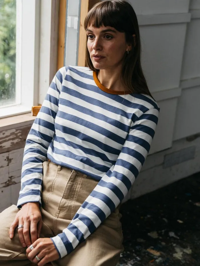Women Eldon Long Sleeve TShirt Coastal Fjordecru Finisterre Tops and Shirts