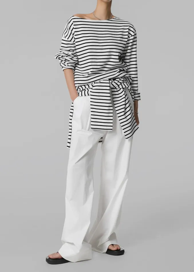 Women Elin Boatneck Top 8211 Black Stripe The Frankie Shop Tops