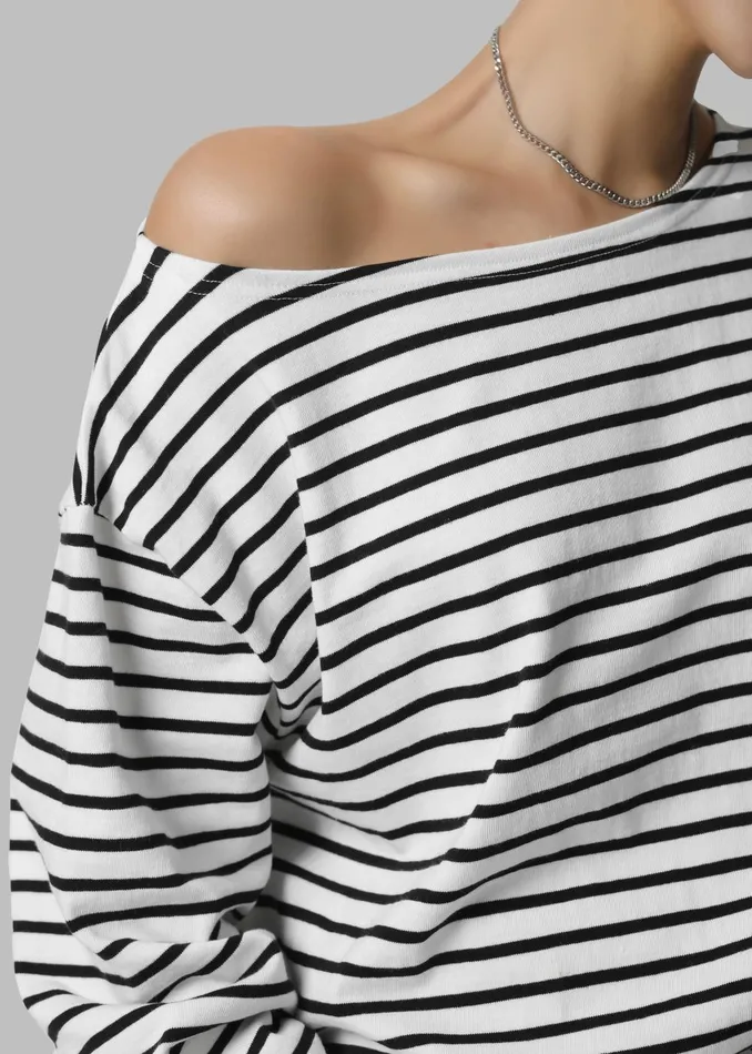 Women Elin Boatneck Top 8211 Black Stripe The Frankie Shop Tops