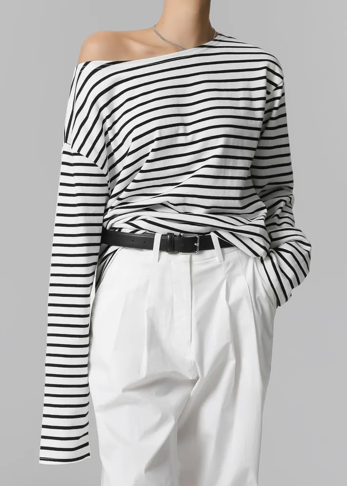 Women Elin Boatneck Top 8211 Black Stripe The Frankie Shop Tops