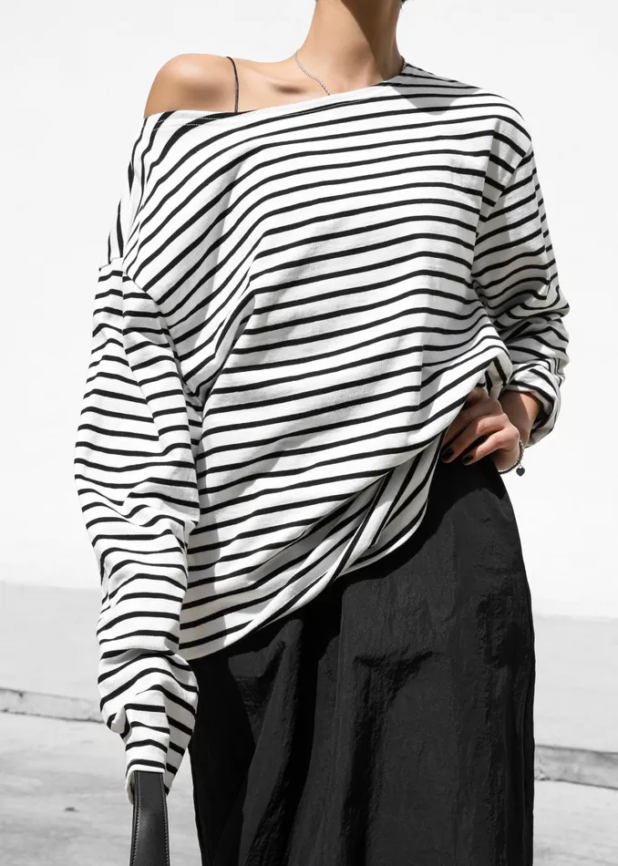 Women Elin Boatneck Top 8211 Black Stripe The Frankie Shop Tops