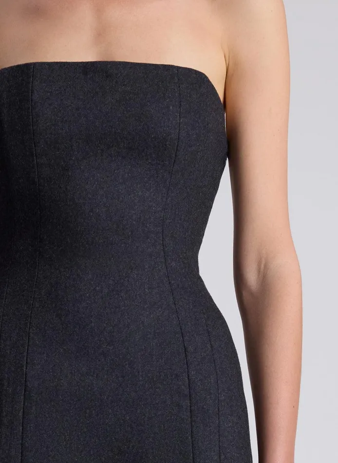 Women Elizabeth Wool Cashmere Strapless Midi Dress Charcoal ALC Dresses