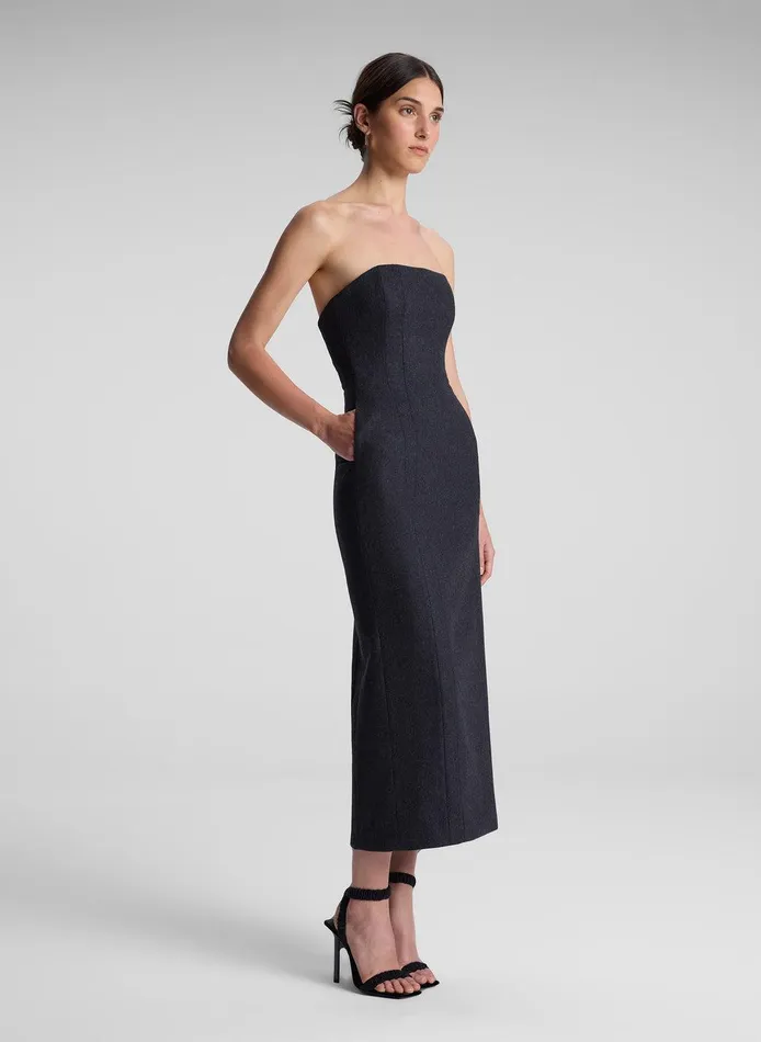Women Elizabeth Wool Cashmere Strapless Midi Dress Charcoal ALC Dresses
