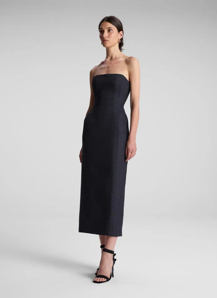 Women Elizabeth Wool Cashmere Strapless Midi Dress Charcoal ALC Dresses