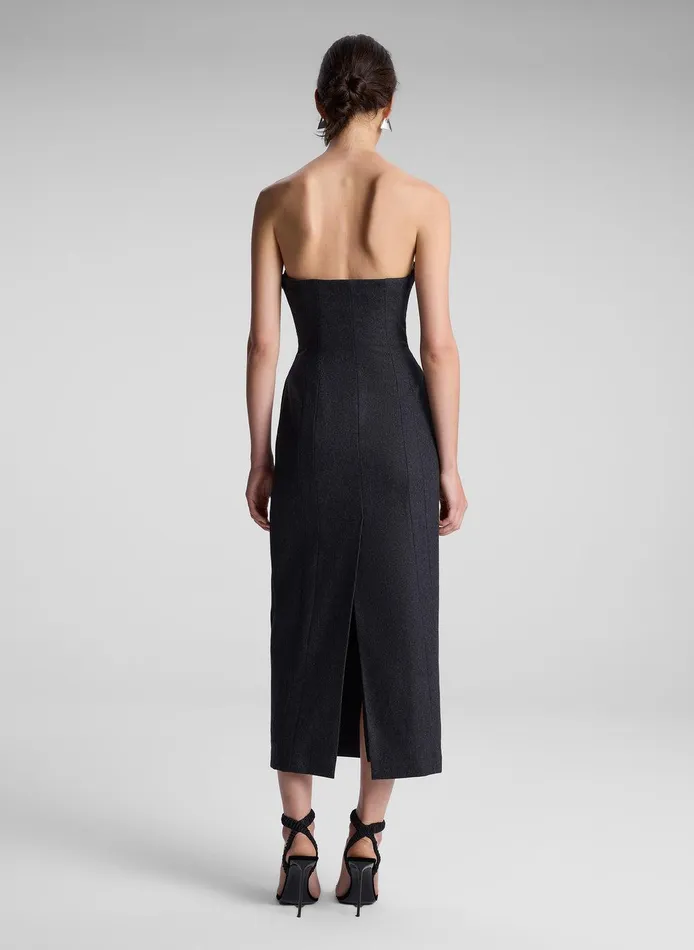Women Elizabeth Wool Cashmere Strapless Midi Dress Charcoal ALC Dresses
