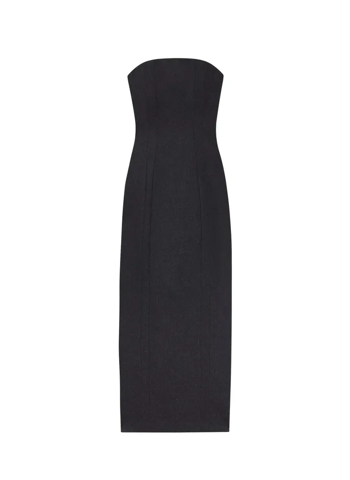 Women Elizabeth Wool Cashmere Strapless Midi Dress Charcoal ALC Dresses