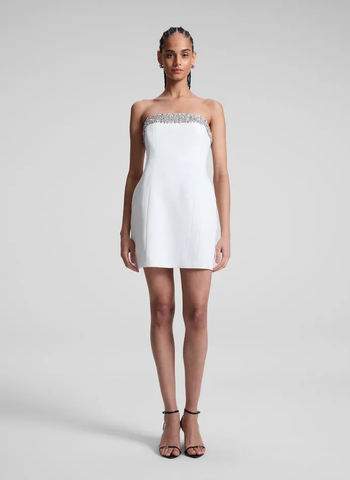 Women Elsie Embellished Trim Strapless Mini Dress Whitecrystal ALC Dresses