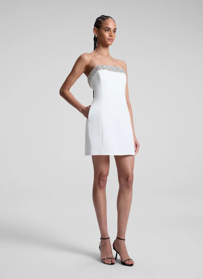Women Elsie Embellished Trim Strapless Mini Dress Whitecrystal ALC Dresses