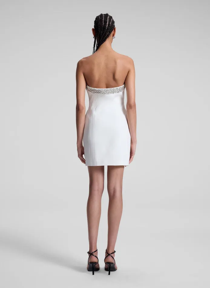 Women Elsie Embellished Trim Strapless Mini Dress Whitecrystal ALC Dresses