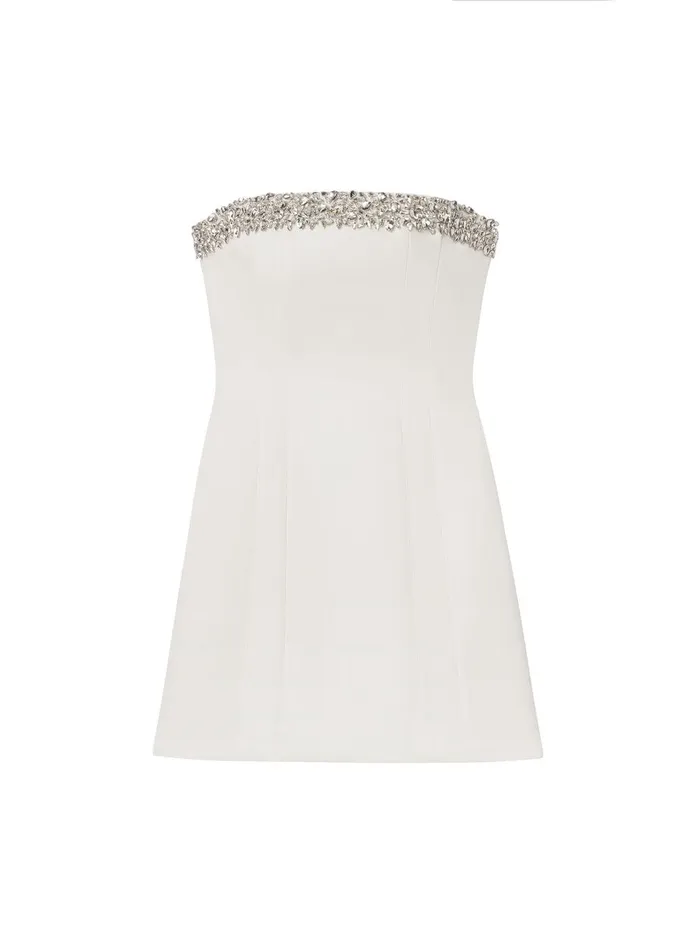 Women Elsie Embellished Trim Strapless Mini Dress Whitecrystal ALC Dresses