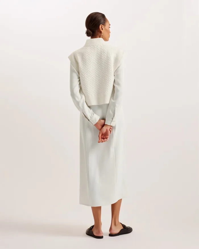 Women ELSIIEY 8211 Shirt Dress With Sleeveless Knit Layer Ivory Ted Baker Dresses Women ELSIIEY 8211 Shirt Dress With Sleeveless Knit Layer Ivory Ted Baker Dresses