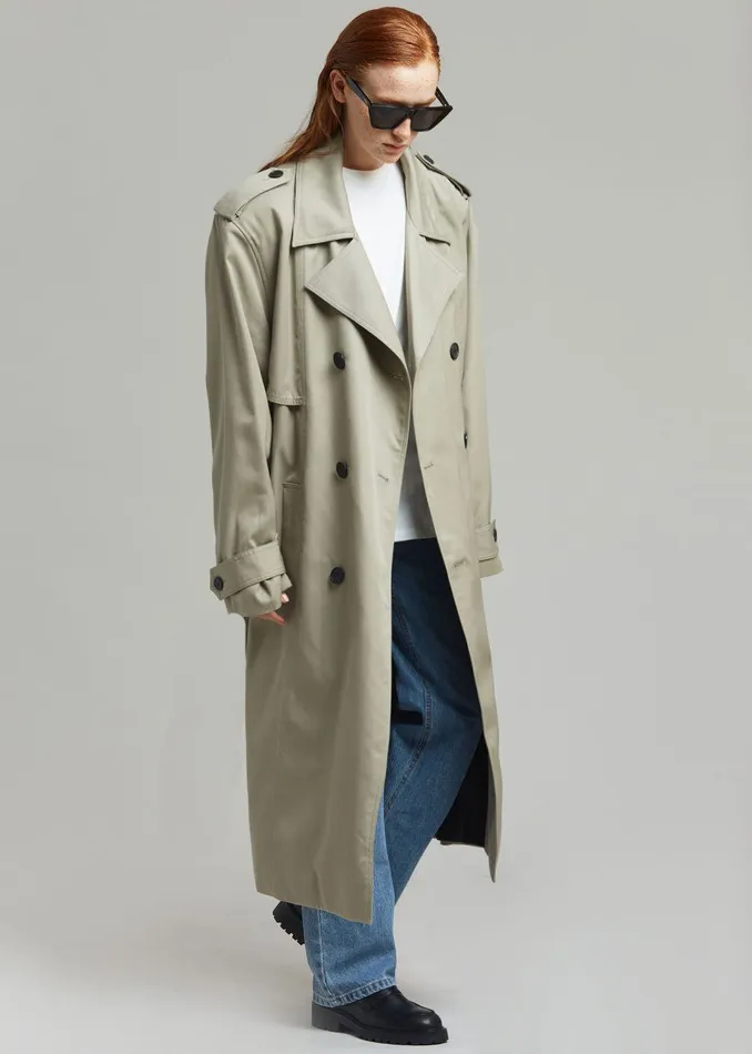 Women Eugene Trench Coat 8211 Pale Khaki The Frankie Shop Outerwear