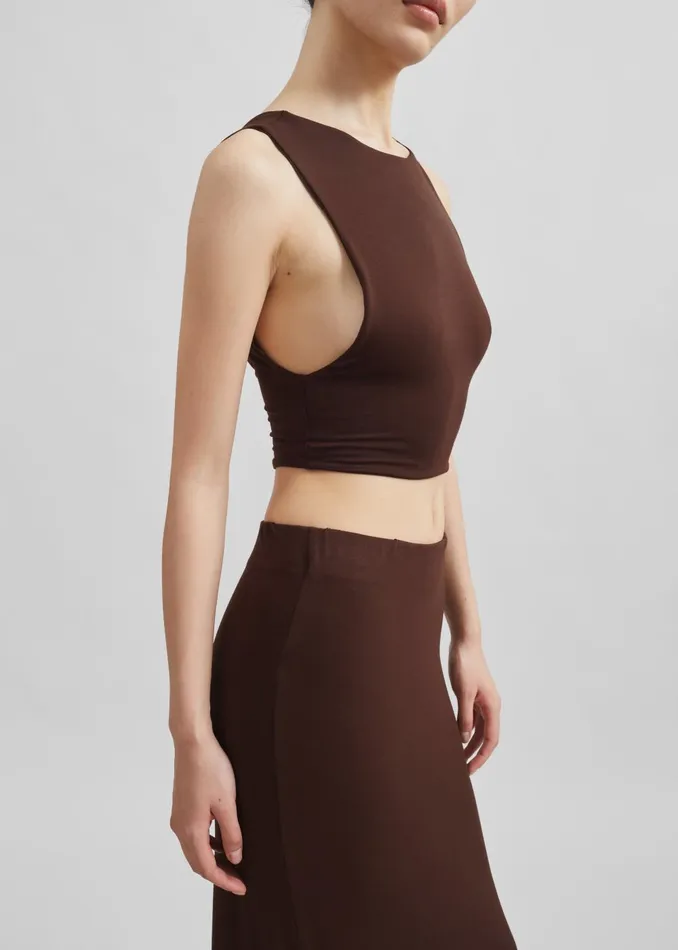 Women Evangeline Cropped Tank 8211 Brown The Frankie Shop Tops