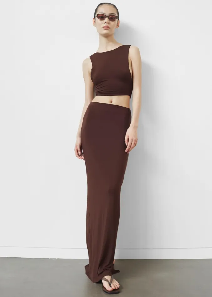 Women Evangeline Cropped Tank 8211 Brown The Frankie Shop Tops