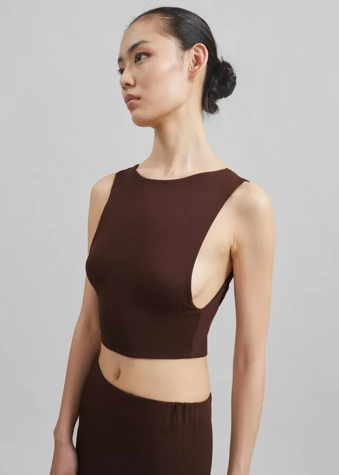 Women Evangeline Cropped Tank 8211 Brown The Frankie Shop Tops