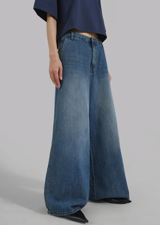 Women Eve Wide Leg Jeans 8211 Medium Wash The Frankie Shop Bottoms