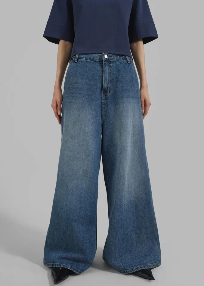 Women Eve Wide Leg Jeans 8211 Medium Wash The Frankie Shop Bottoms