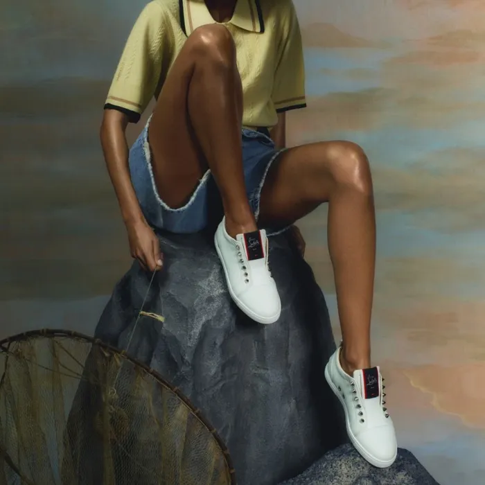 Women FAV Fique A Vontade Sneakers 8211 Calf Leather 8211 White Christian Louboutin Sneakers