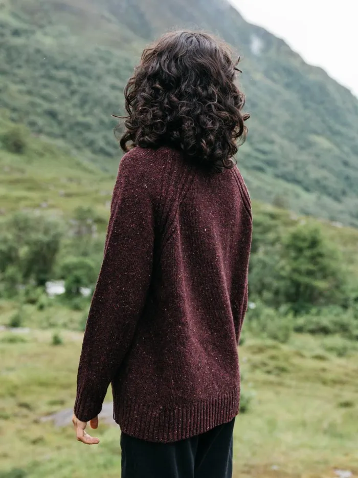 Women Farne Roll Neck Knit Jumper Black Cherry Finisterre Knitwear