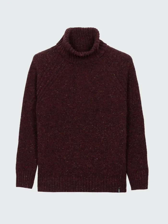 Women Farne Roll Neck Knit Jumper Black Cherry Finisterre Knitwear