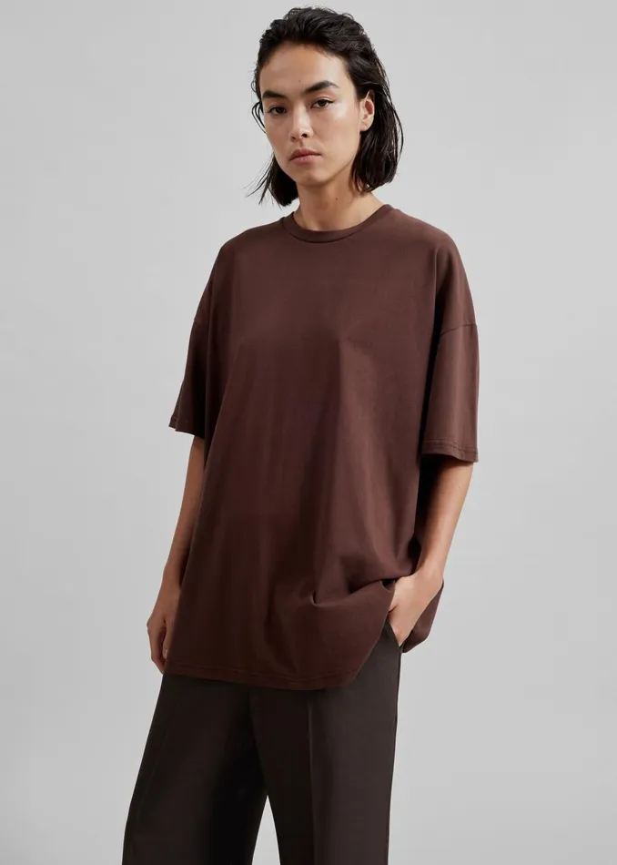 Women Faro Boxy Tee 8211 Brown The Frankie Shop Tops