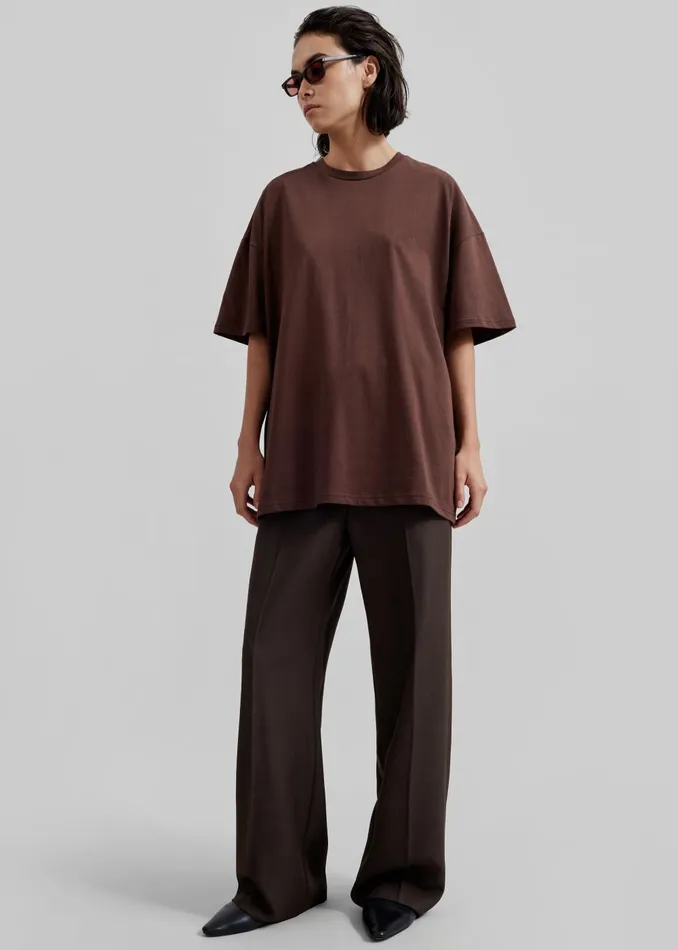 Women Faro Boxy Tee 8211 Brown The Frankie Shop Tops