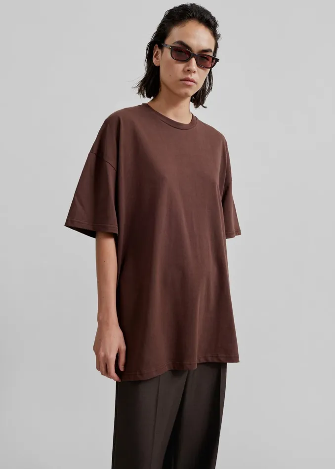 Women Faro Boxy Tee 8211 Brown The Frankie Shop Tops