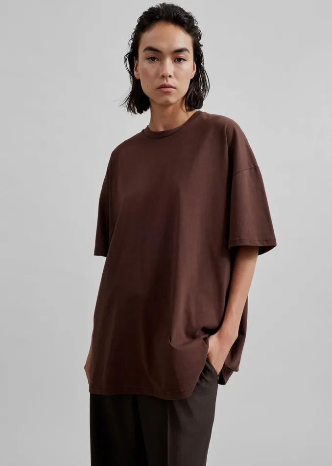 Women Faro Boxy Tee 8211 Brown The Frankie Shop Tops