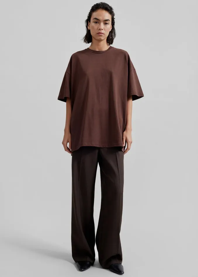 Women Faro Boxy Tee 8211 Brown The Frankie Shop Tops
