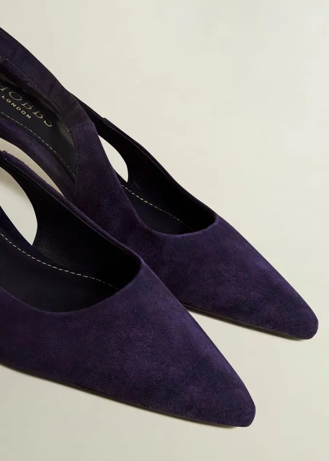 Women Flats Hobbs Safia Suede Slingbacks Midnight