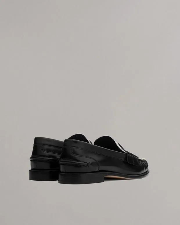 Women Flats Rag and Bone Carter Leather Loafer Blackwhite