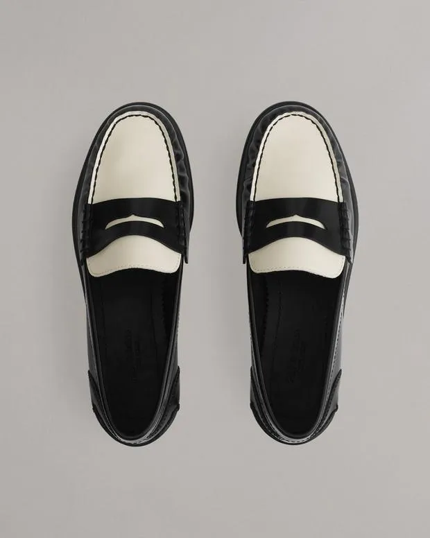 Women Flats Rag and Bone Carter Leather Loafer Blackwhite