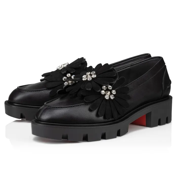 Women Flora Moc Loafers 8211 Nappa Leather And Suede 8211 Black Christian Louboutin Flats and Loafers