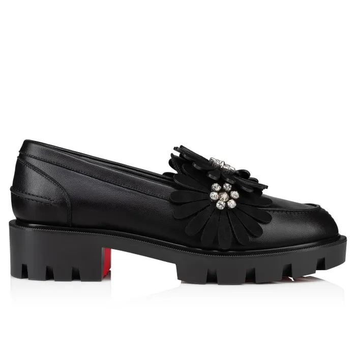 Women Flora Moc Loafers 8211 Nappa Leather And Suede 8211 Black Christian Louboutin Flats and Loafers