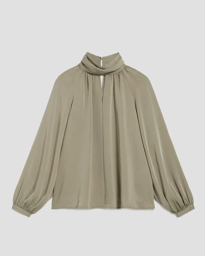 Women Flowing Blouse Covert Green Comptoir Des Cotonniers Blouses and Shirts and Tops